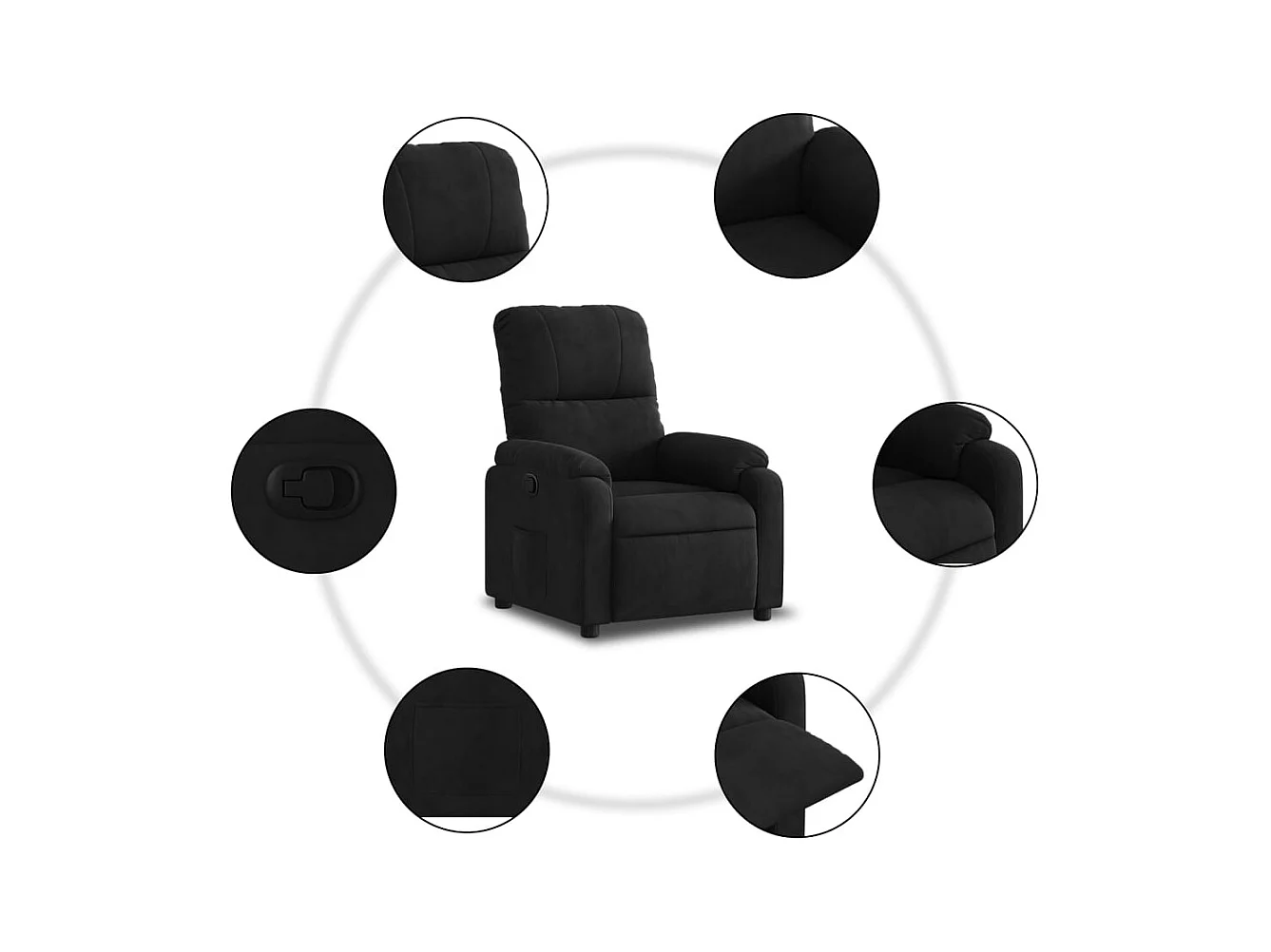 Fauteuil inclinable-Fauteuil salon noir tissu microfibre SHL1586