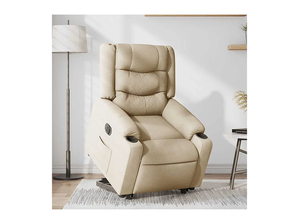 Silla de relax | Sillón eléctrico reclinable elevable de tela color crema SHL7534