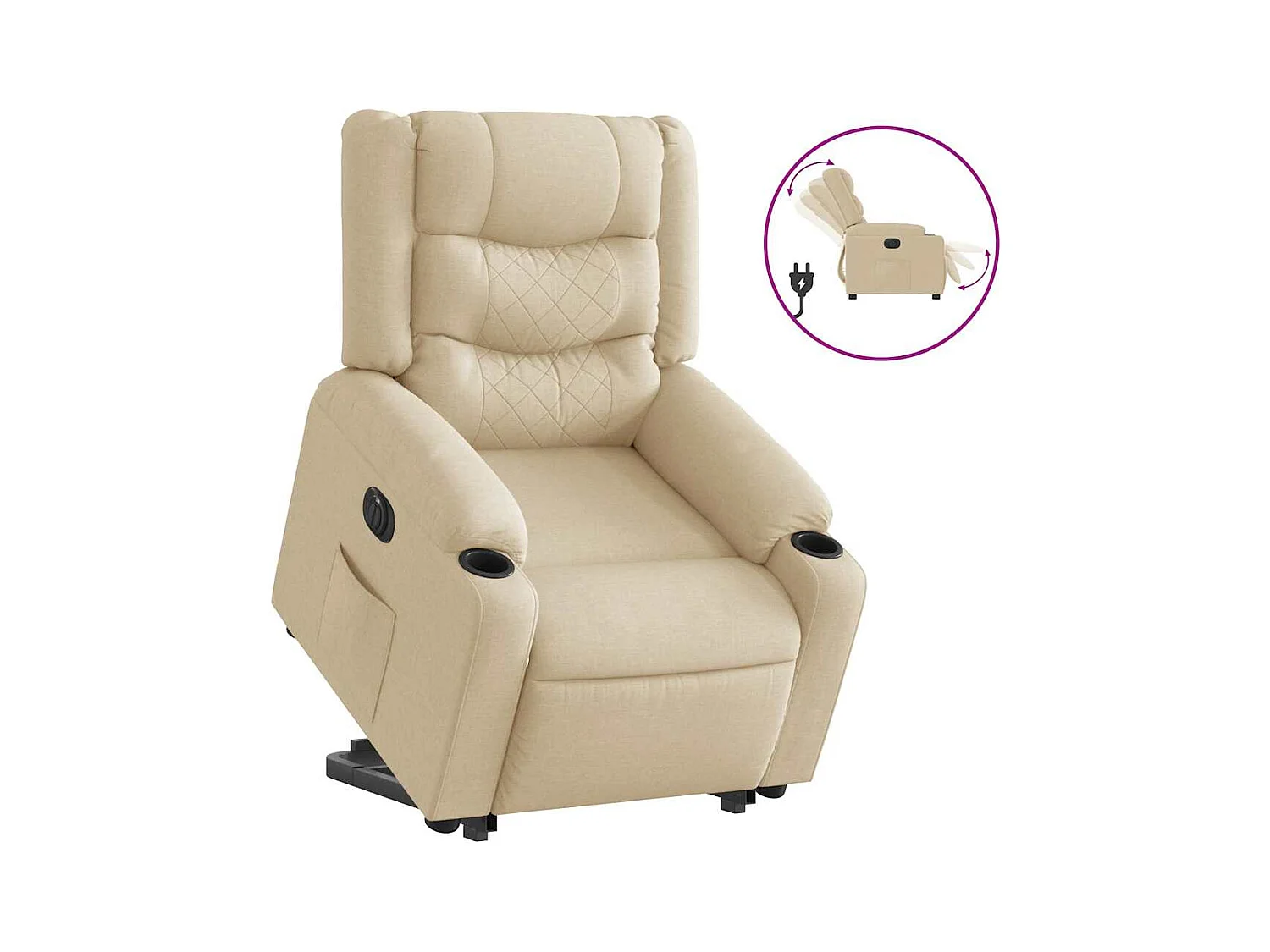 Silla de relax | Sillón eléctrico reclinable elevable de tela color crema SHL7534