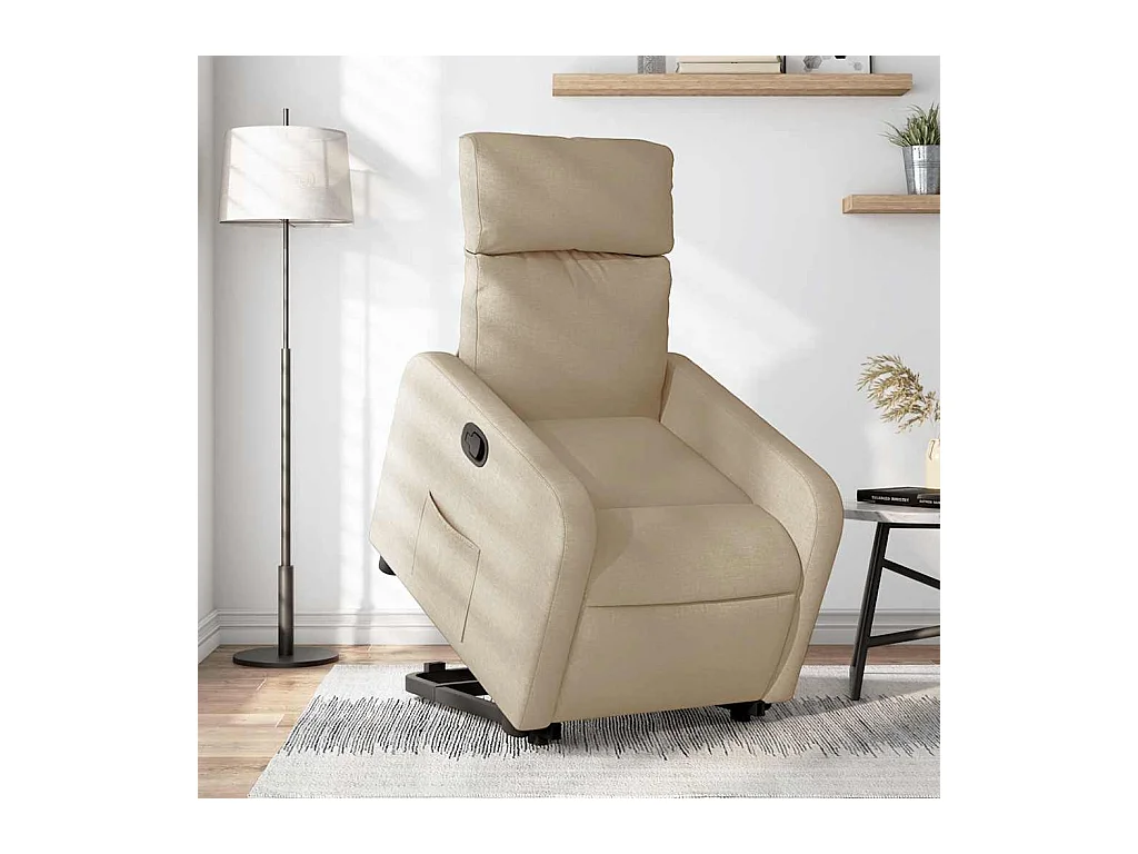 Sillón de relax | Sillón reclinable elevable de tela color crema SHL4854