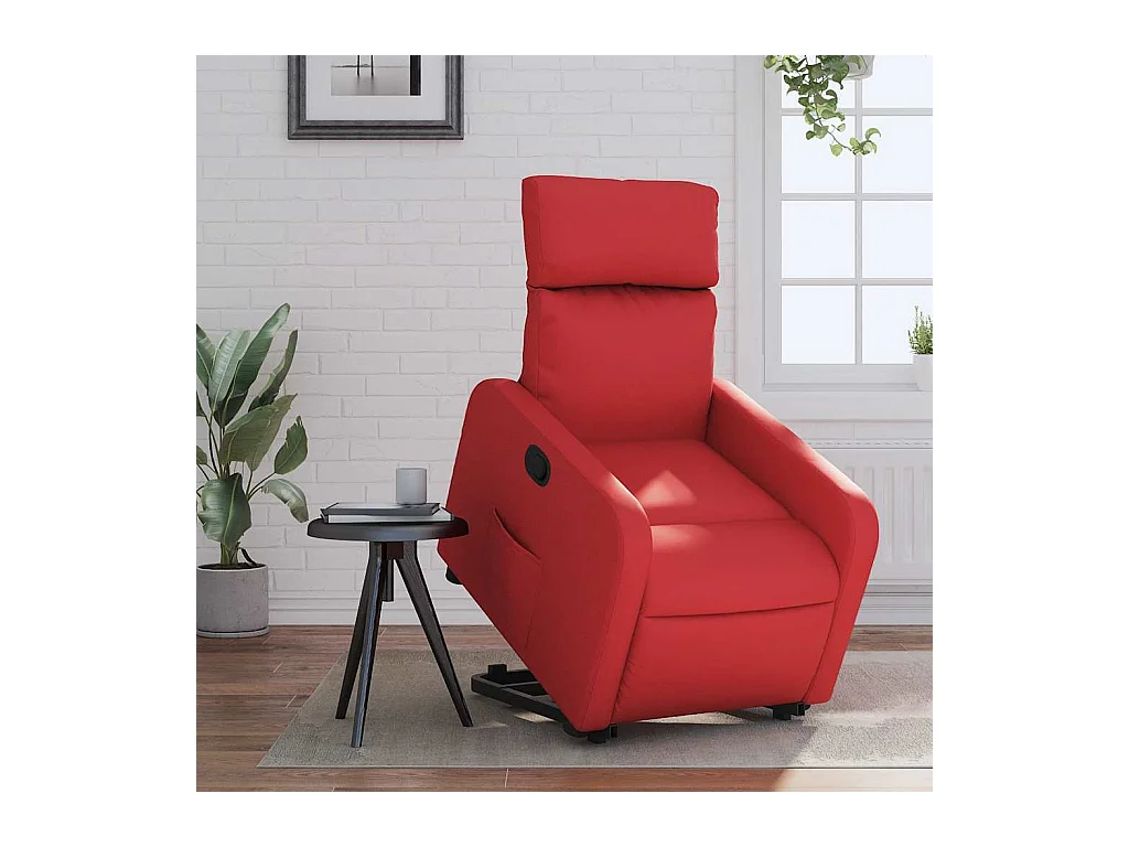 Sillón de relax | Sillón reclinable elevable cuero artificial rojo SHL2583