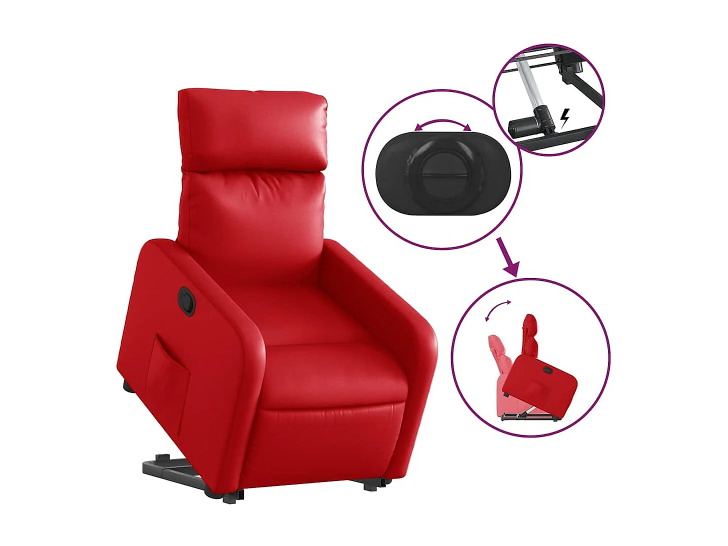Fauteuil inclinable-Chaise de relax-Fauteuil TV Rouge Similicuir SHL1125