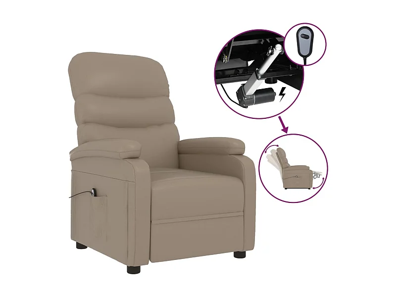 Sillón de relax | Sillón reclinable eléctrico de cuero sintético color capuchino SHL4765