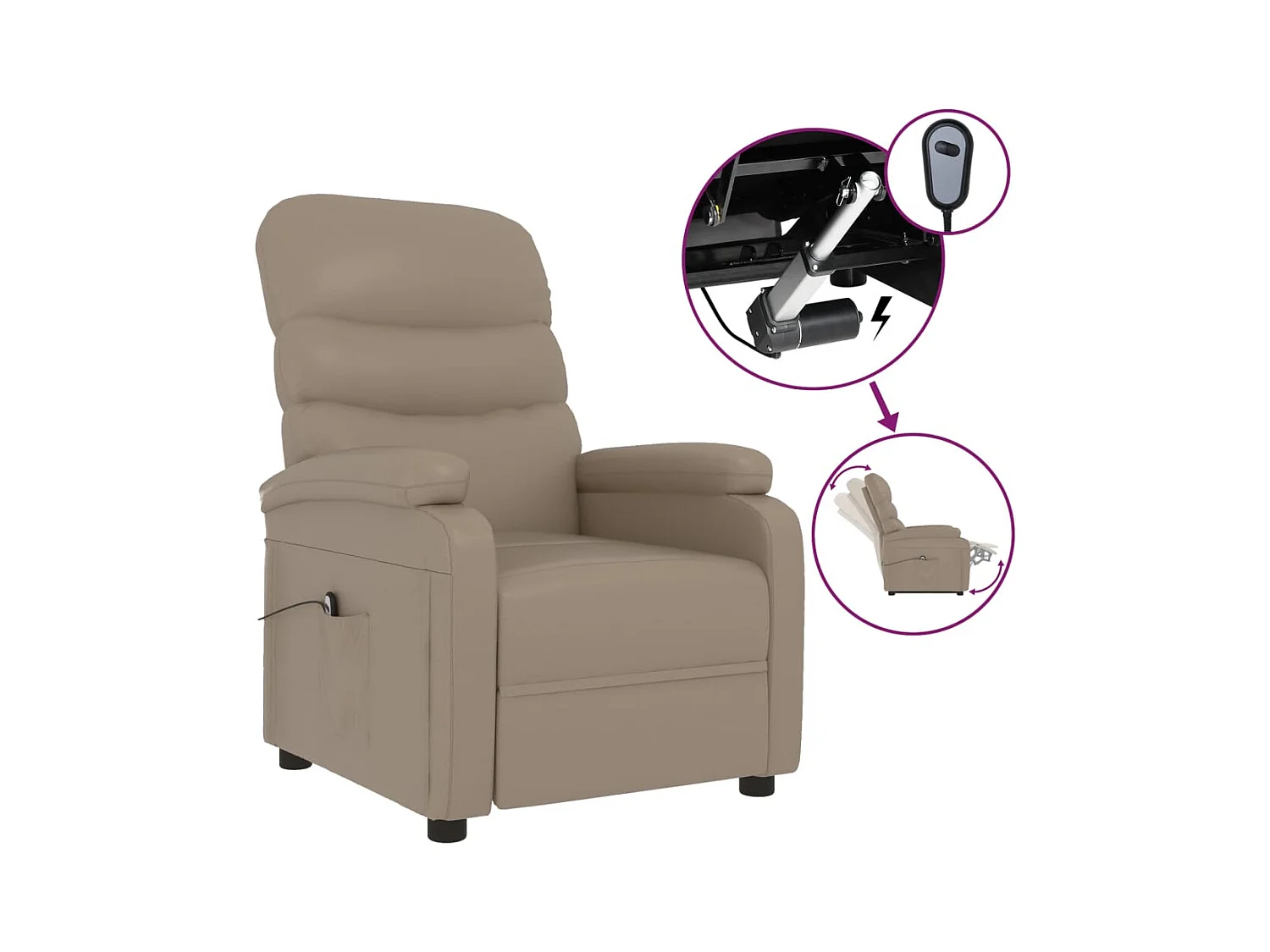 Sillón de relax | Sillón reclinable eléctrico de cuero sintético color capuchino SHL4765
