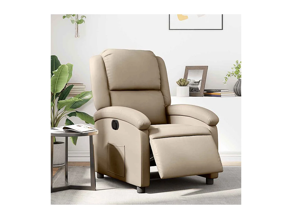 Sillón de relax | Sillón reclinable eléctrico de cuero sintético color capuchino SHL4816