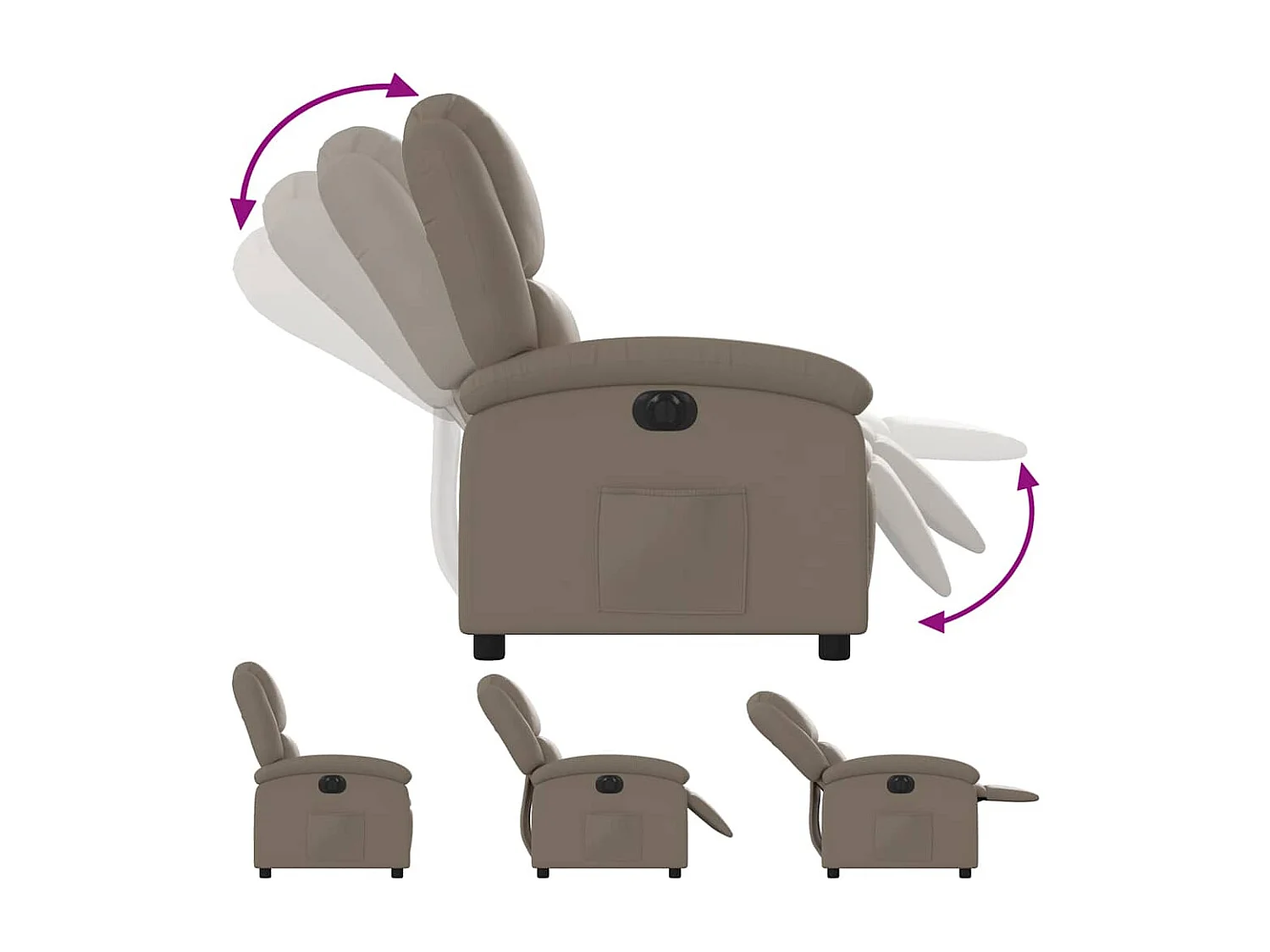 Relaxstoel | Fauteuil verstelbaar elektrisch kunstleer cappuccinokleurig