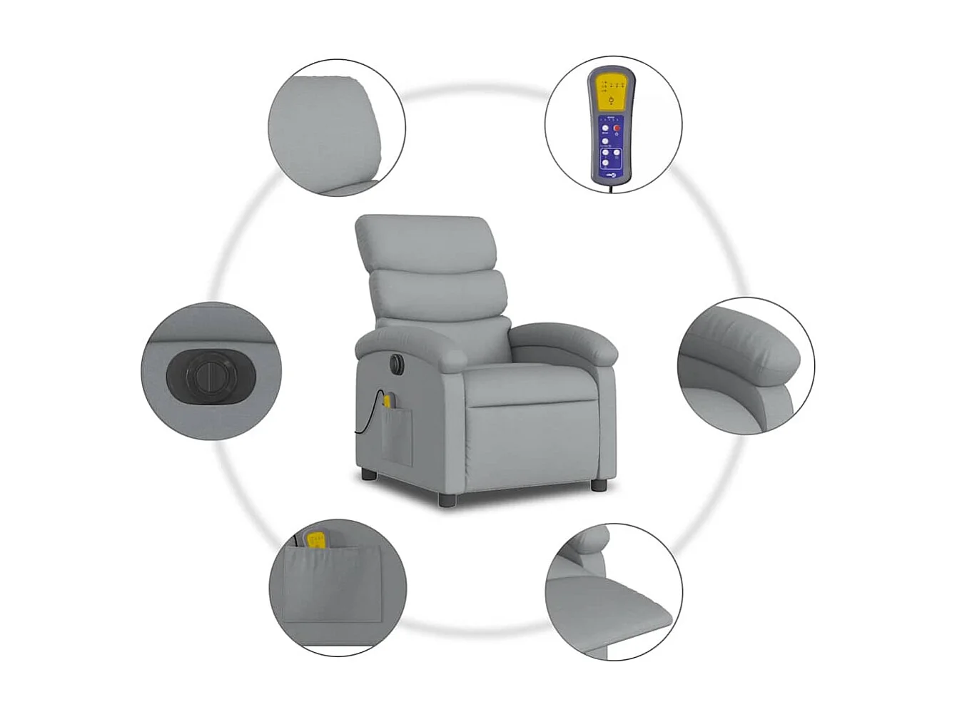 Poltrona de massagens reclinável elétrica tecido cinzento-claro SHL926919