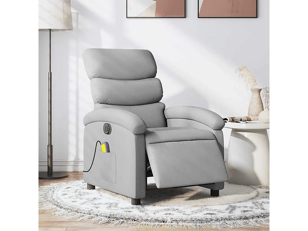 Massagestoel elektrisch verstelbaar stof lichtgrijs