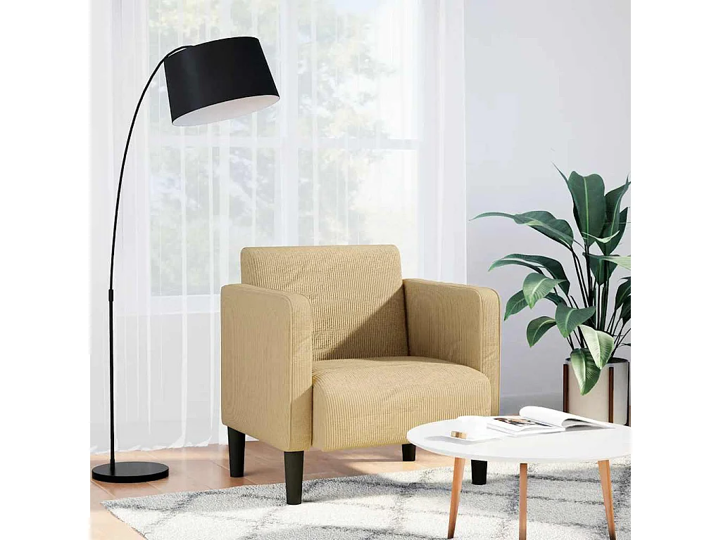 Fauteuil Salon | Canapé-chaise accoudoirs gris-vert 54 cm tissu velours côtelé SHL3699