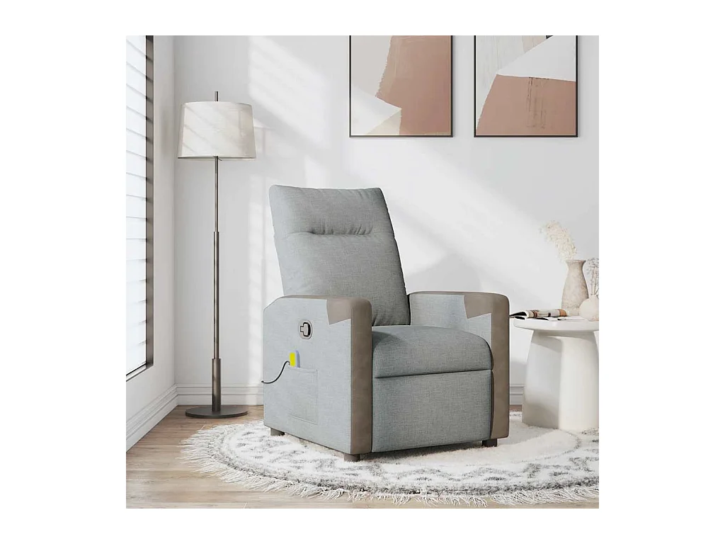 Sillón de relax | Sillón reclinable de masaje de tela gris claro SHL8612