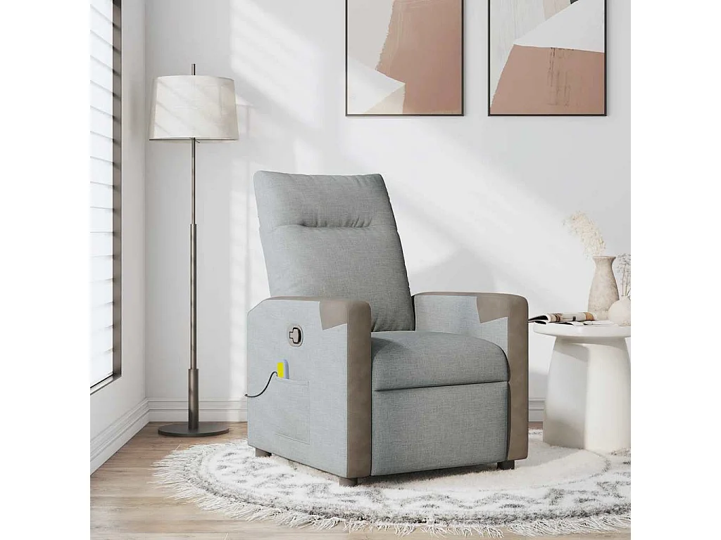 Sillón de relax | Sillón reclinable de masaje de tela gris claro SHL8612