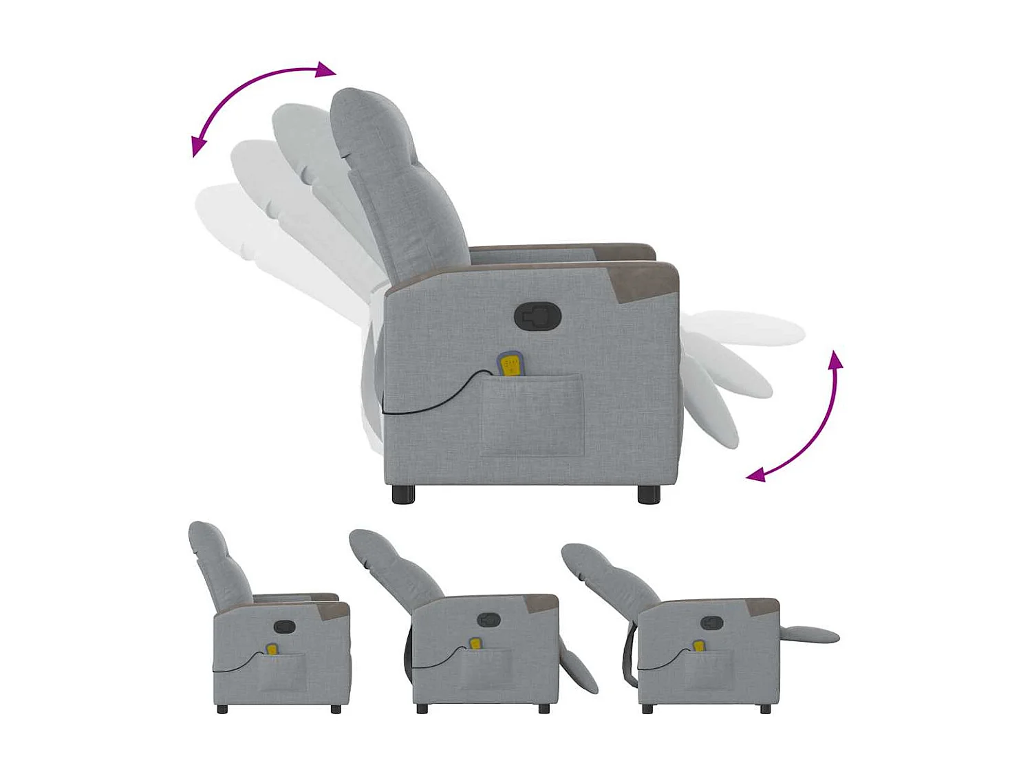 Sillón de relax | Sillón reclinable de masaje de tela gris claro SHL8612