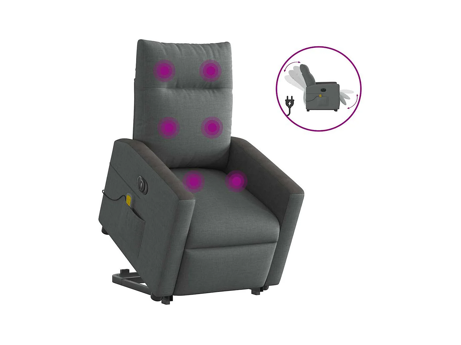 Fauteuil inclinable électrique-Chaise de relax-Fauteuil de Massage Gris foncé Tissu SHL3364