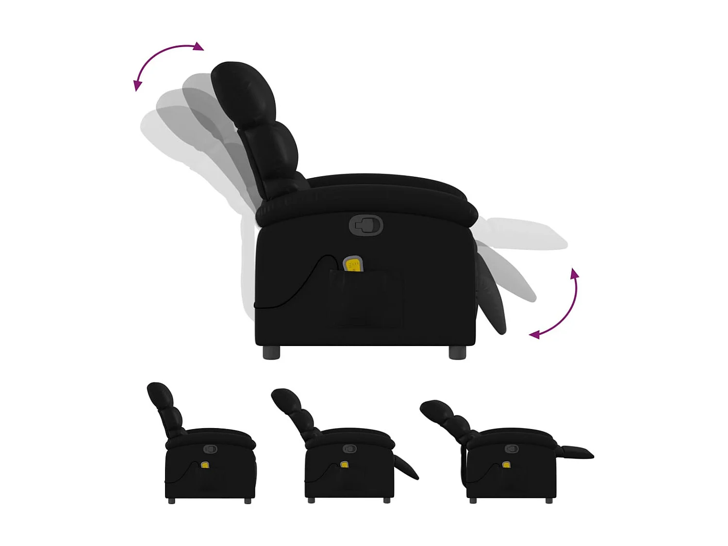 Fauteuil inclinable-Chaise de relax-Fauteuil de Massage noir similicuir SHL5309