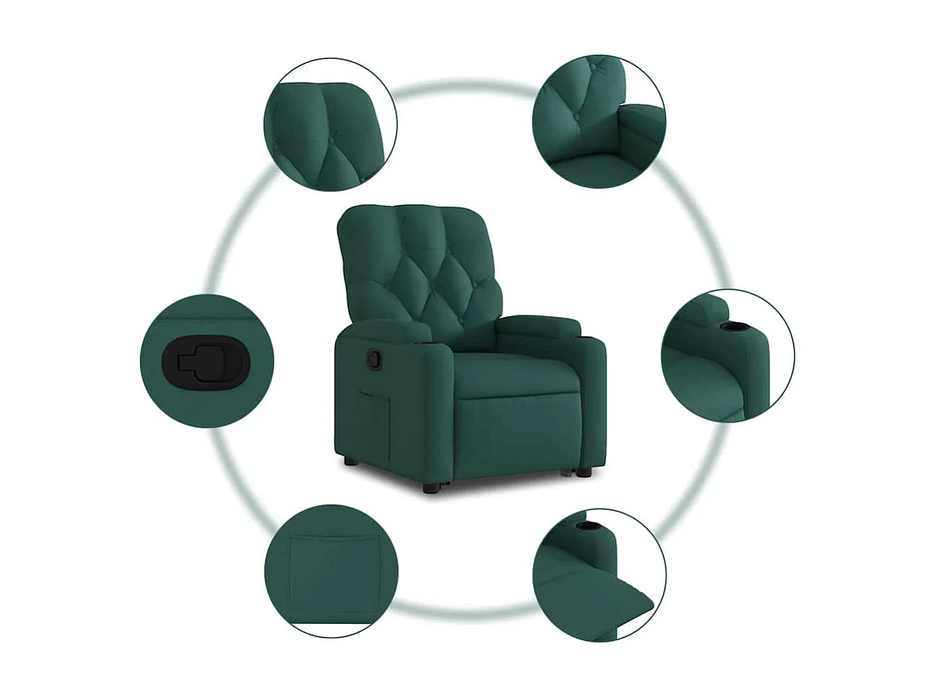 Fauteuil inclinable-Chaise de relax-Fauteuil salon vert foncé tissu SHL5276