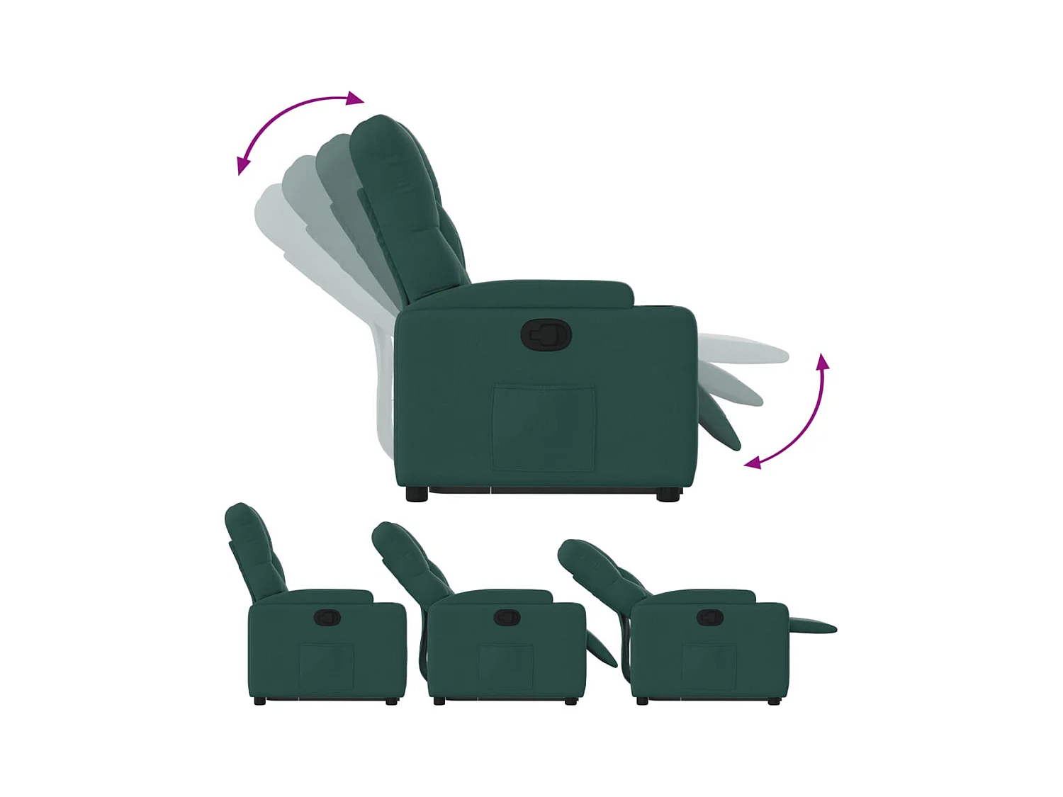 Sillón de relax | Silla | Sillón reclinable elevable tela verde oscuro SHL7411