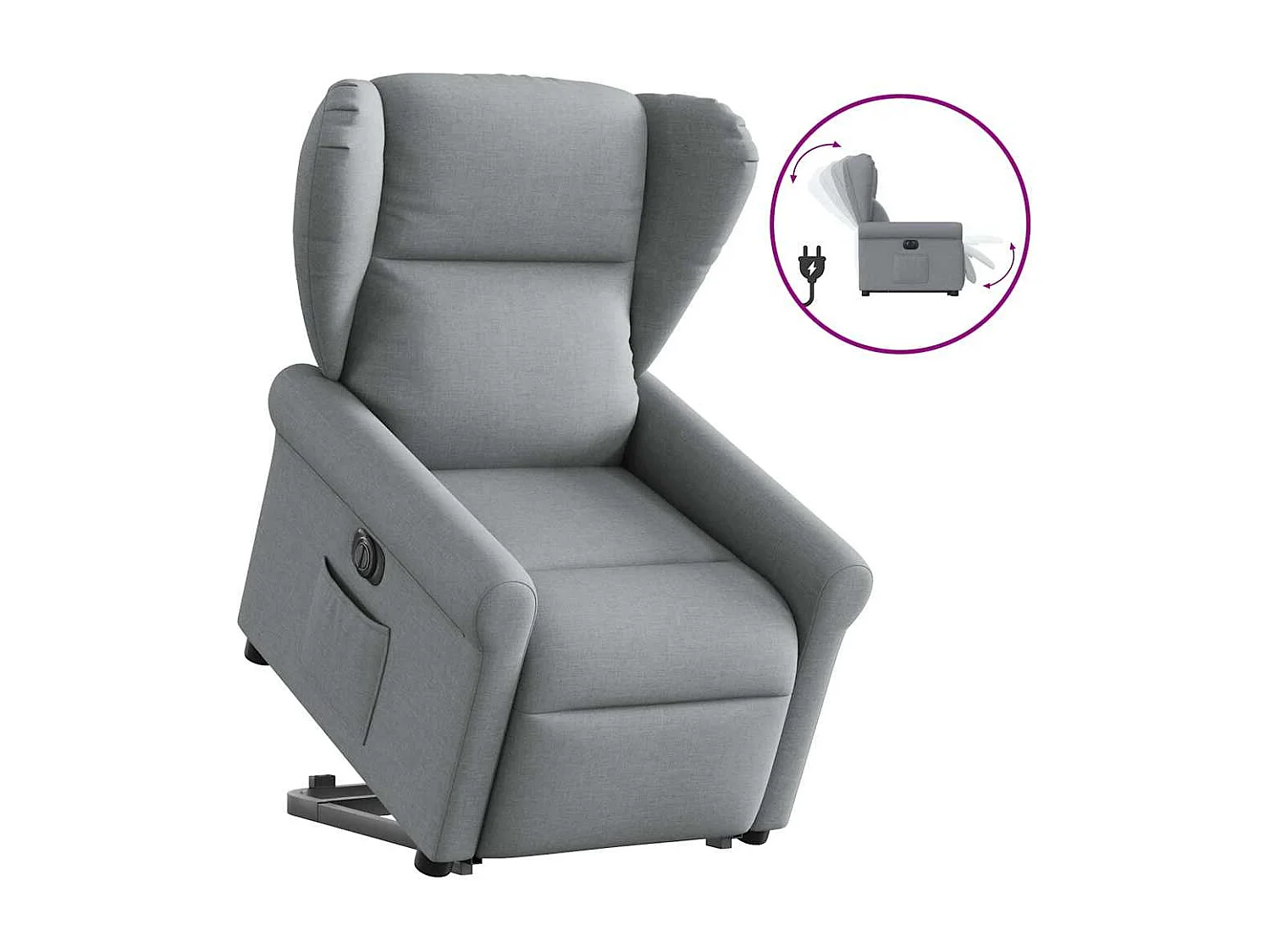 Fauteuil inclinable électrique-Chaise de relax-Fauteuil TV gris clair tissu SHL4164