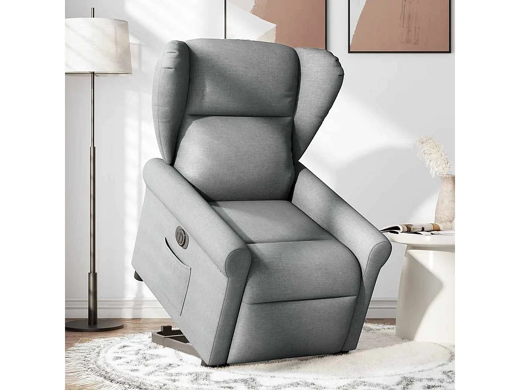 Fauteuil inclinable électrique-Chaise de relax-Fauteuil TV gris clair tissu SHL4164