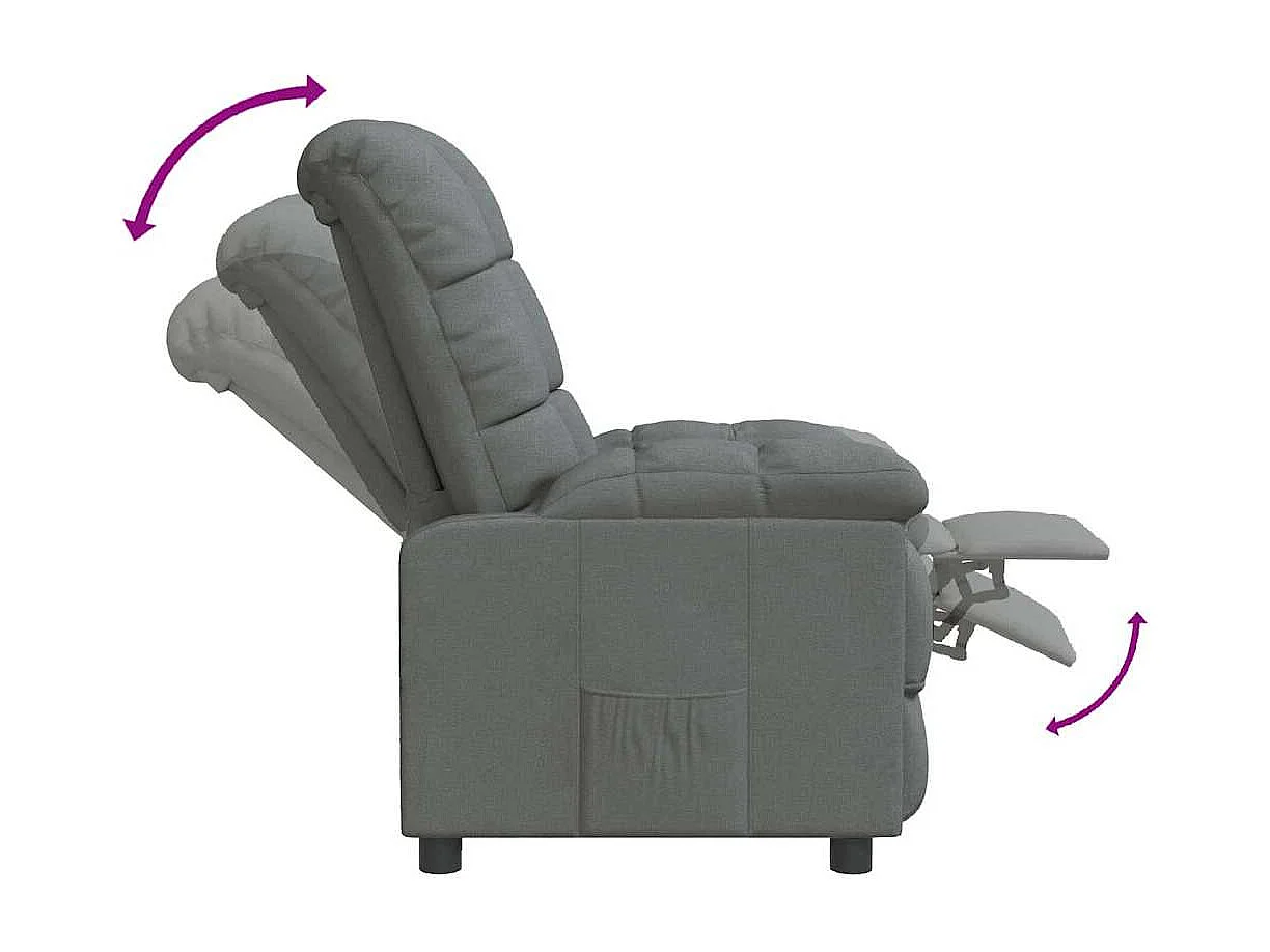 Fauteuil salon-Chaise d'appoint-Fauteuil inclinable 74x99x102 cm Gris foncé Tissu SHL1369