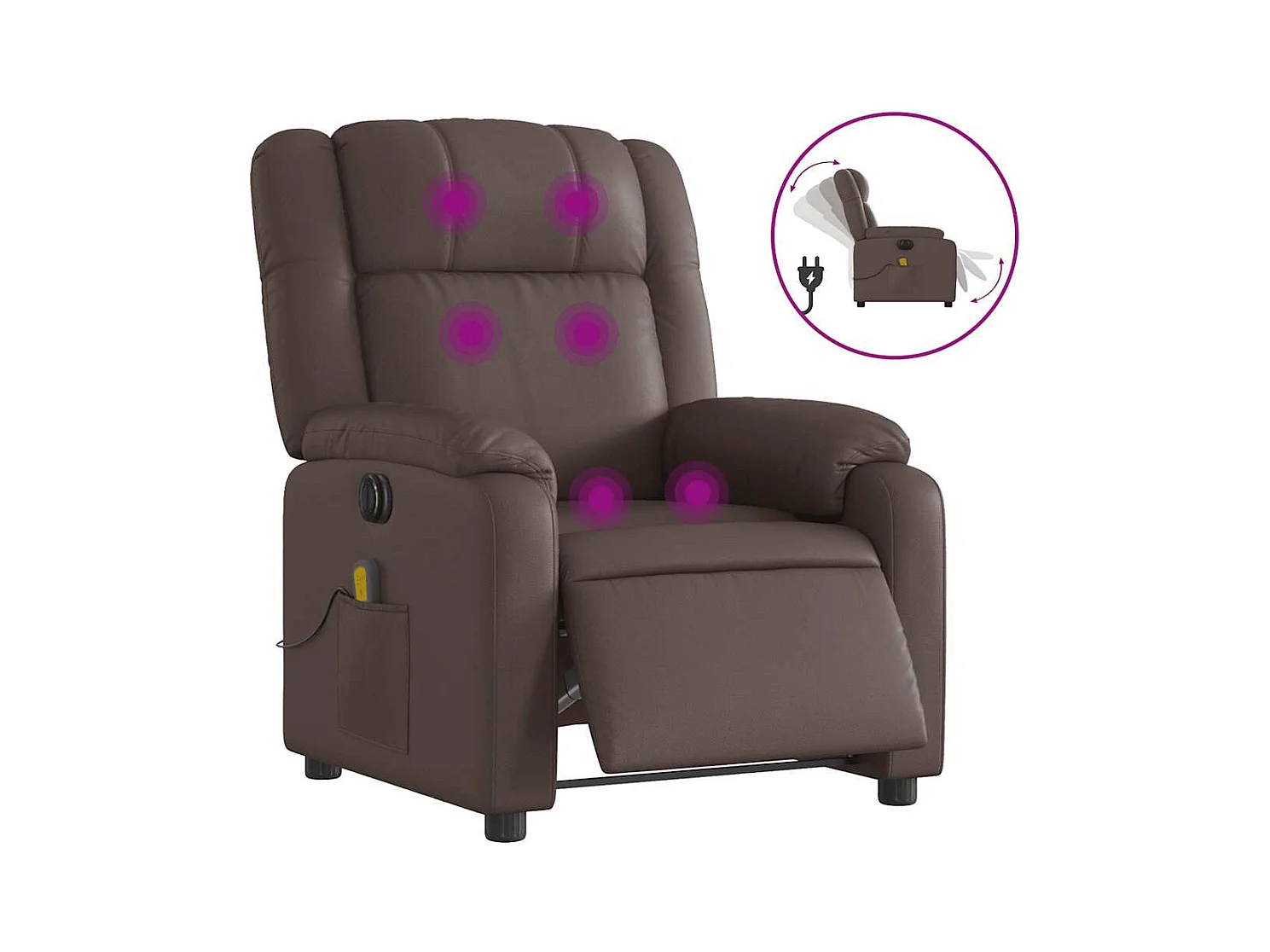 Fauteuil inclinable électrique-Fauteuil de massage pour Salon marron similicuir SHL3606