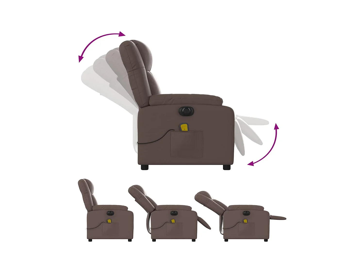 Sillón de salón | Silla | Sillón de masaje reclinable eléctrico cuero sintético marrón SHL7696