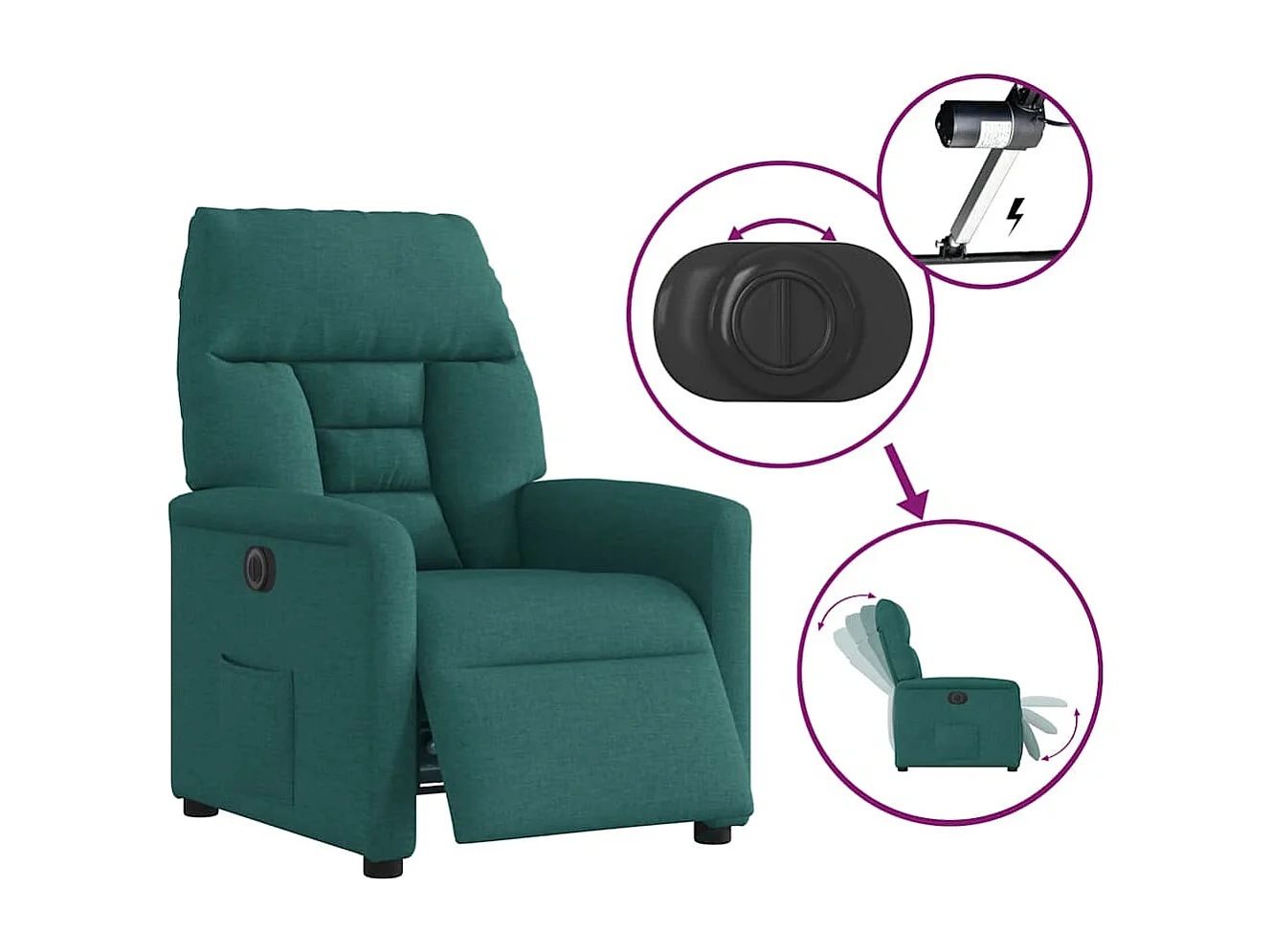 Sillón de relax | Silla | Sillón reclinable eléctrico tela verde oscuro SHL6999