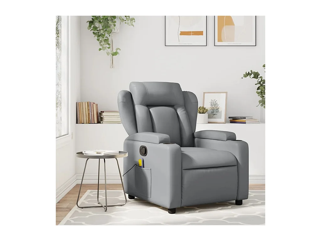 Sillón de relax | Sillón reclinable de cuero sintético gris SHL2620