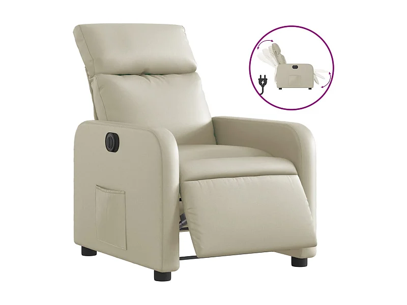 Sillón de relax | Silla | Sillón reclinable eléctrico de cuero sintético crema SHL8252