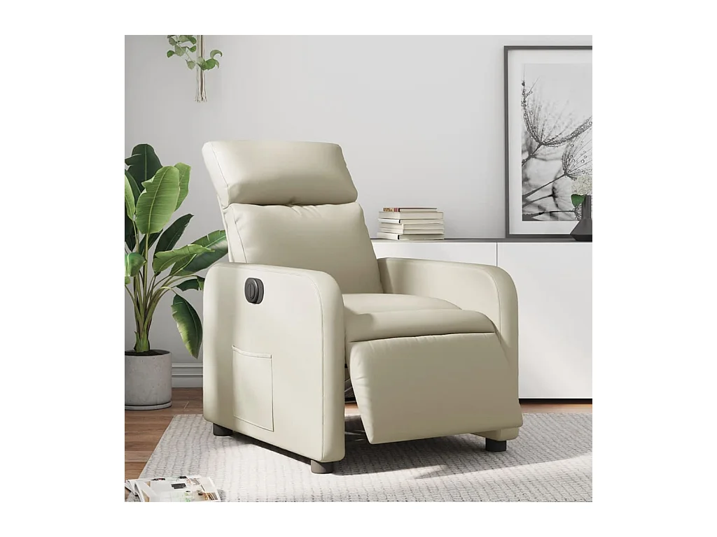 Sillón de relax | Silla | Sillón reclinable eléctrico de cuero sintético crema SHL8252