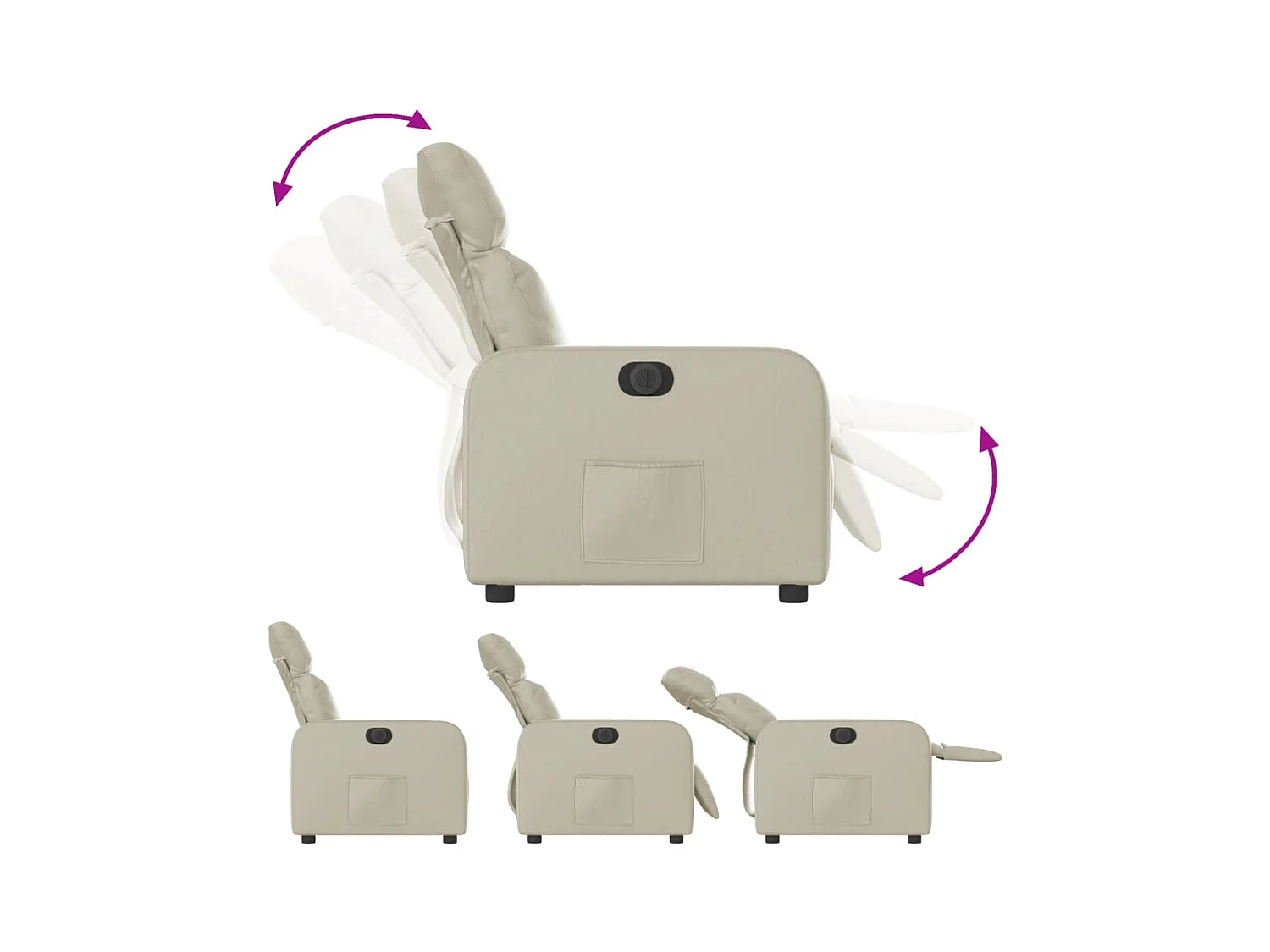 Sillón de relax | Silla | Sillón reclinable eléctrico de cuero sintético crema SHL8252