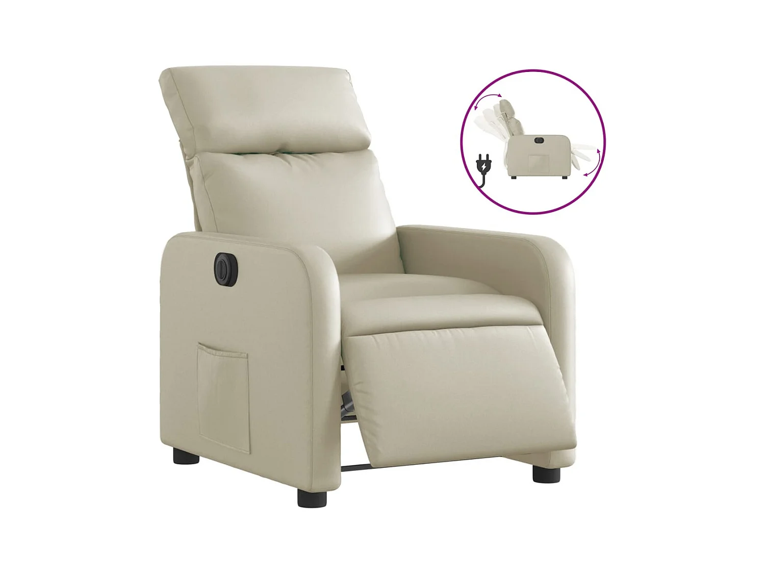 Fauteuil inclinable électrique-Chaise de relax-Fauteuil salon Crème Similicuir SHL4580