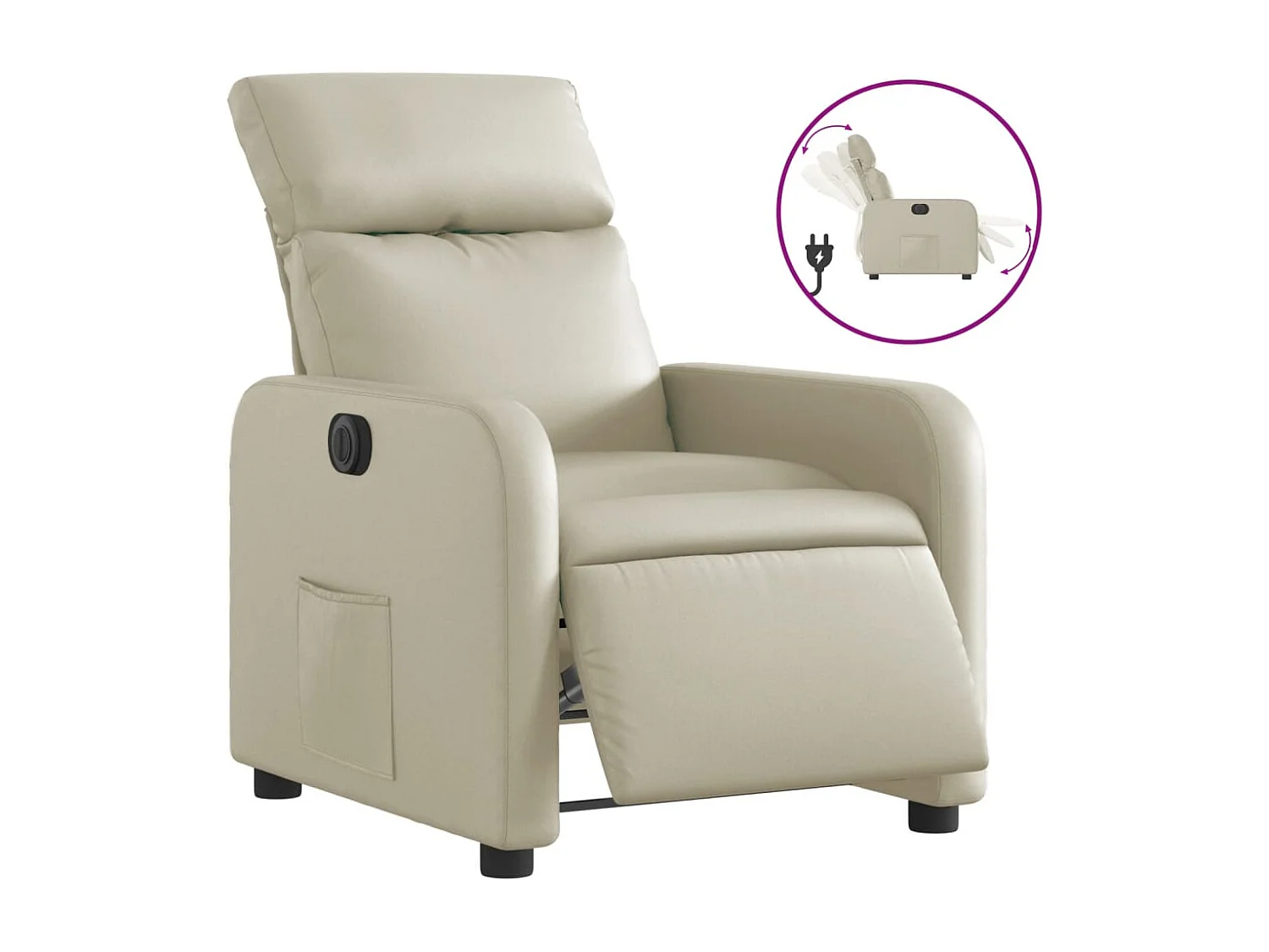 Fauteuil inclinable électrique-Chaise de relax-Fauteuil salon Crème Similicuir SHL4580