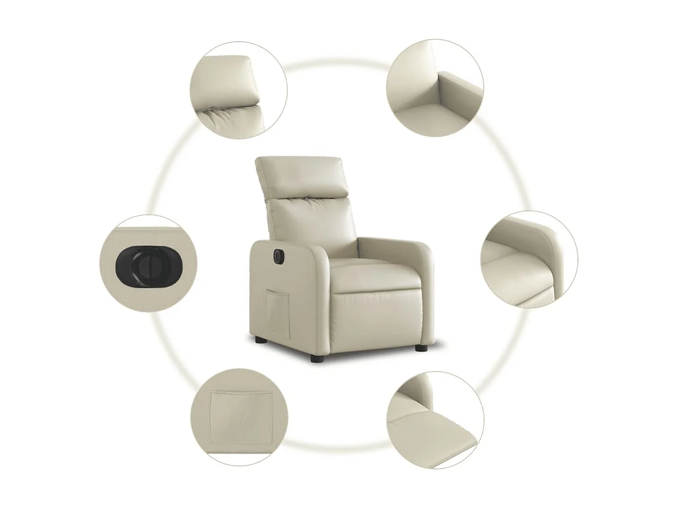 Fauteuil inclinable électrique-Chaise de relax-Fauteuil salon Crème Similicuir SHL4580