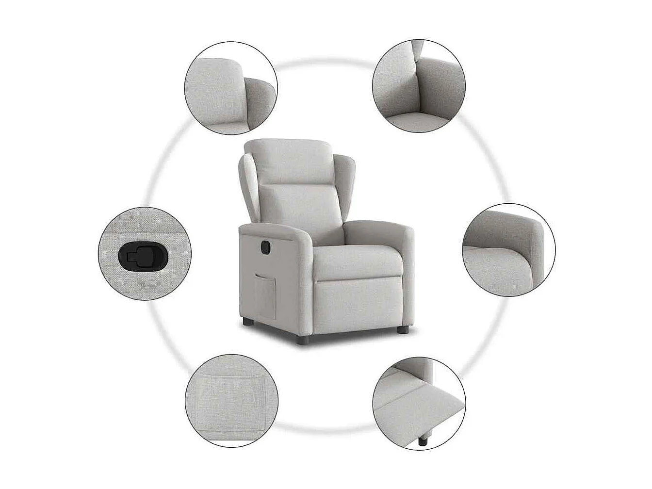 Sillón de relax | Sillón reclinable de tela gris nube SHL5497