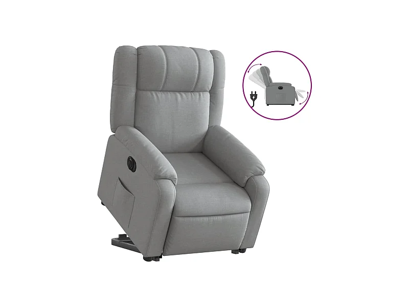 Silla de relax | Sillón eléctrico reclinable elevable de tela gris claro SHL5452