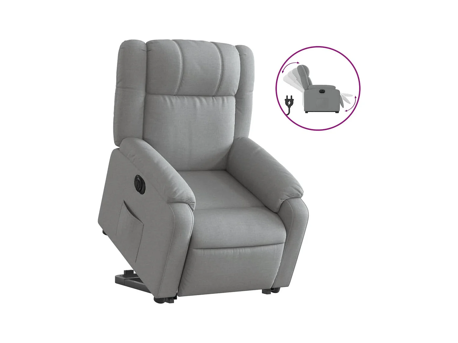 Silla de relax | Sillón eléctrico reclinable elevable de tela gris claro SHL5452