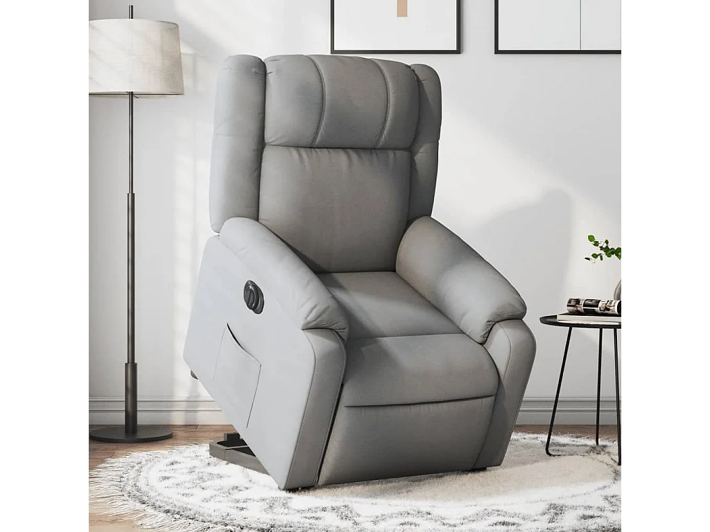 Relaxsessel mit Aufstehhilfe Elektrisch | Lounge Sessel indoor Hellgrau Stoff SHL64500
