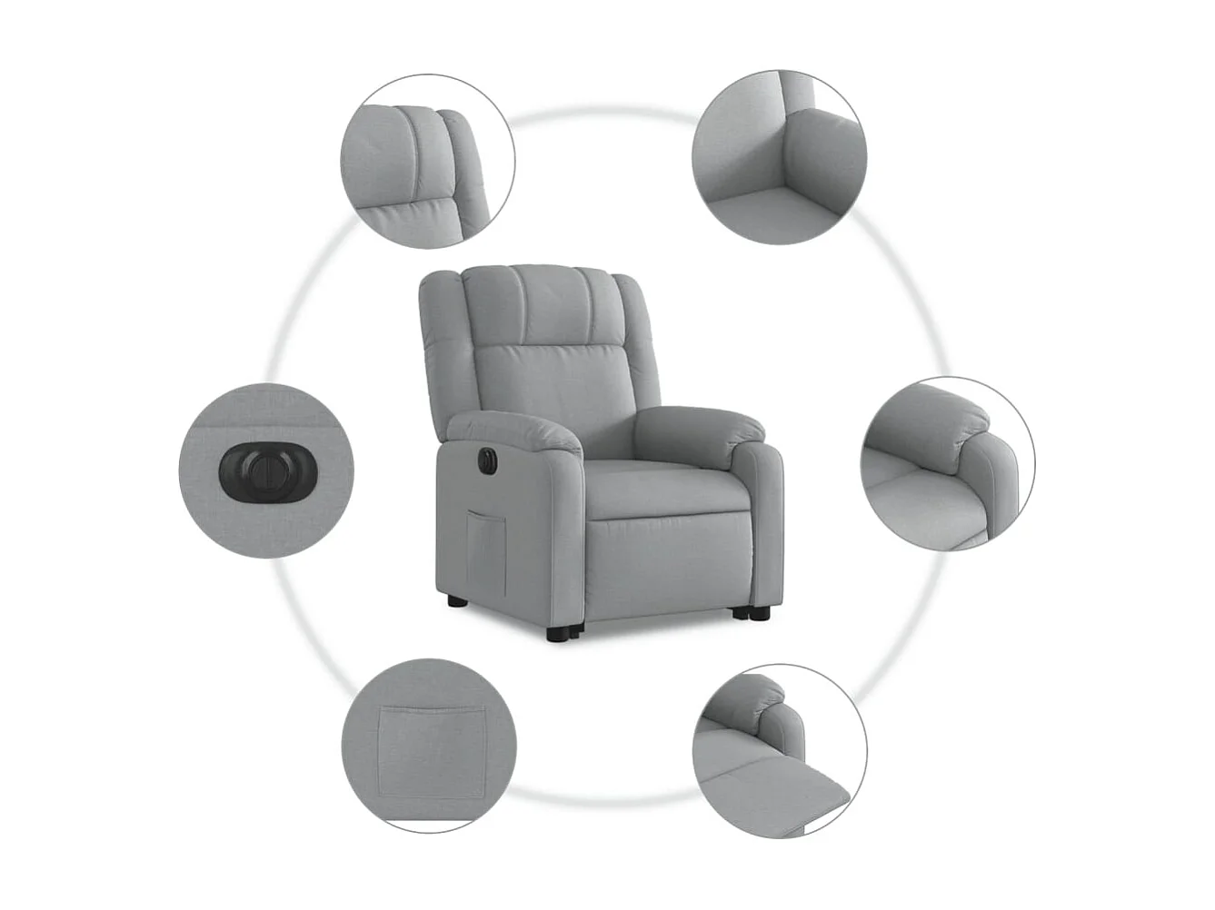 Relaxsessel mit Aufstehhilfe Elektrisch | Lounge Sessel indoor Hellgrau Stoff SHL64500