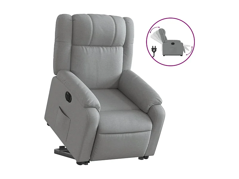 Relaxsessel mit Aufstehhilfe Elektrisch | Lounge Sessel indoor Hellgrau Stoff SHL64500