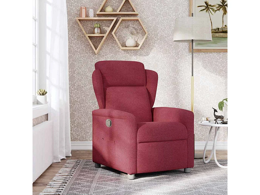 Poltrona Reclinável | Poltrona Confortável Relax tecido vermelho tinto SHL588714