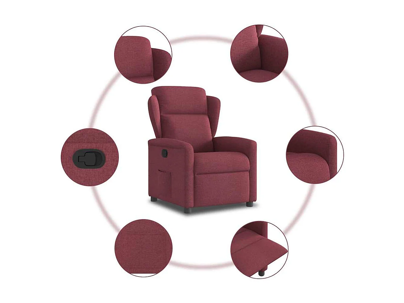 Poltrona Reclinável | Poltrona Confortável Relax tecido vermelho tinto SHL588714