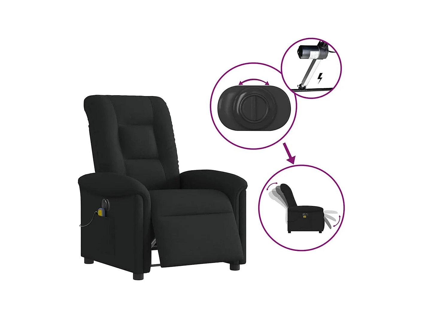 Sillón de relax | Sillón reclinable de masaje eléctrico tela negro SHL4510