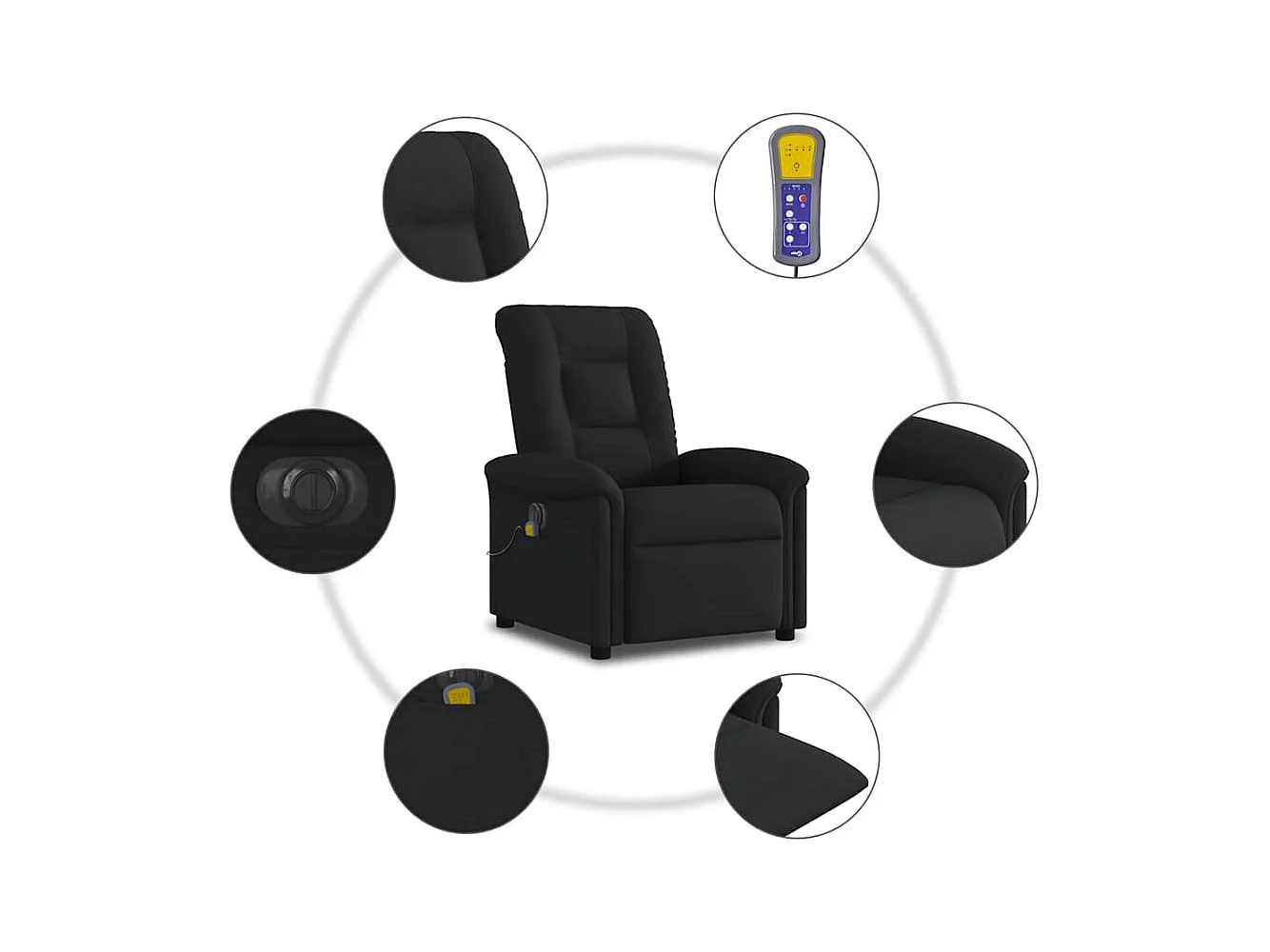Sillón de relax | Sillón reclinable de masaje eléctrico tela negro SHL4510