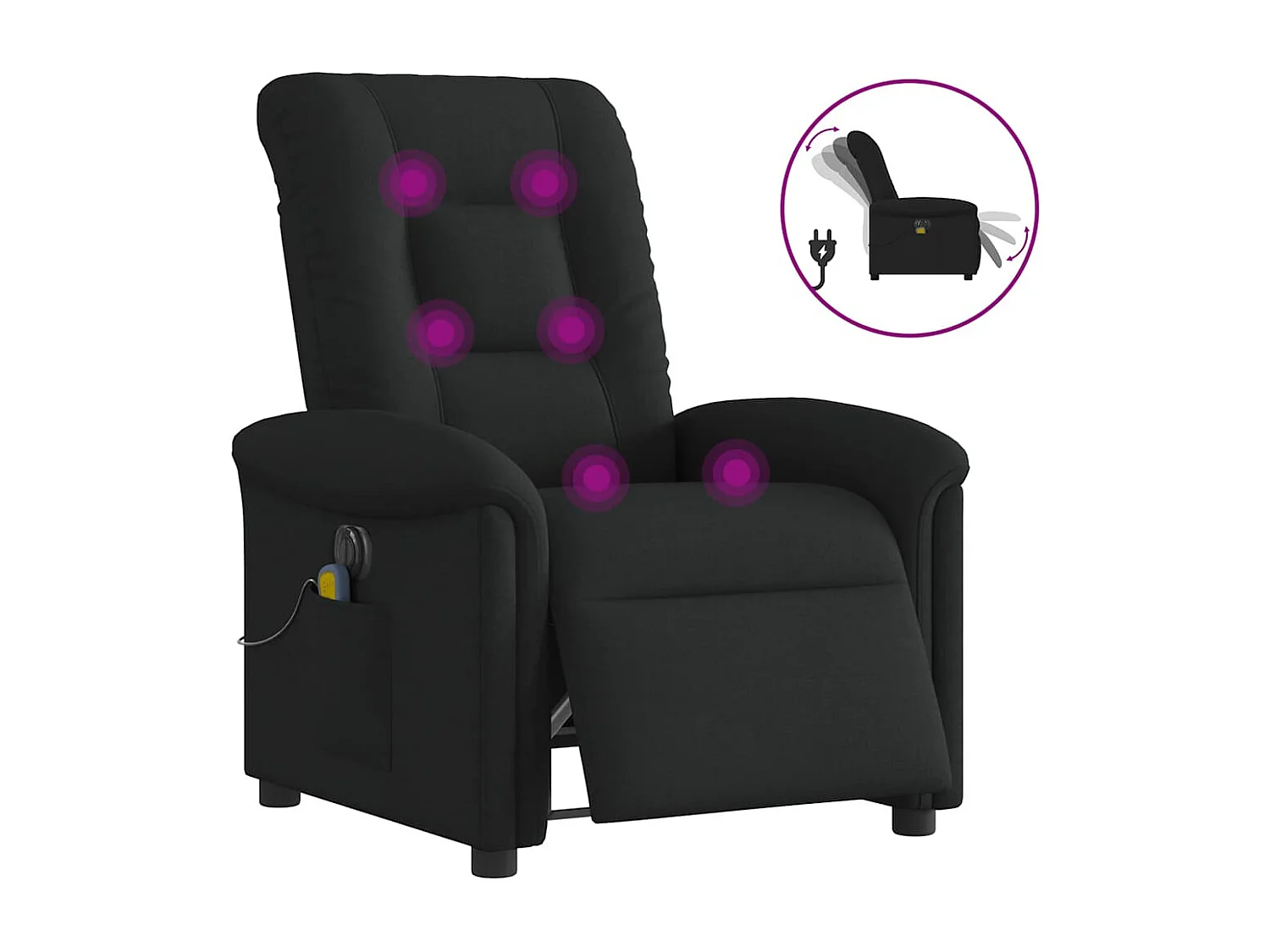Fauteuil inclinable électrique-Fauteuil de massage de Salon Noir Tissu SHL2520