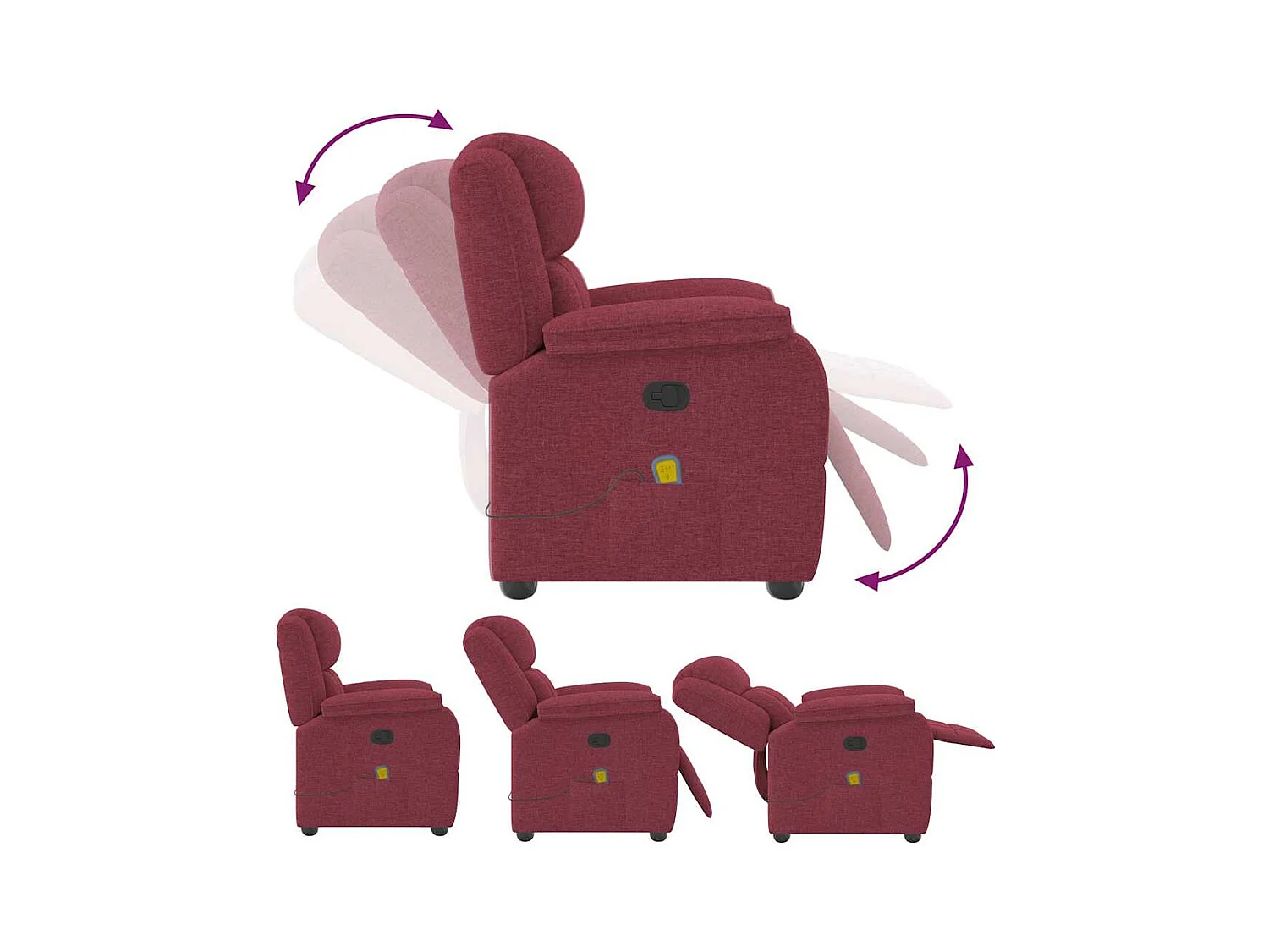 Sillón de salón | Silla | Sillón de masaje reclinable de tela color vino tinto SHL9503