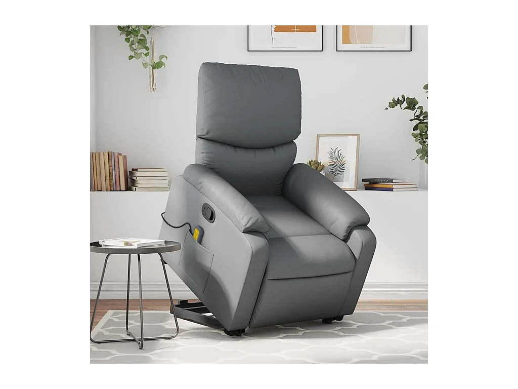 Sillón de relax | Sillón reclinable de masaje de pie cuero artificial gris SHL6681