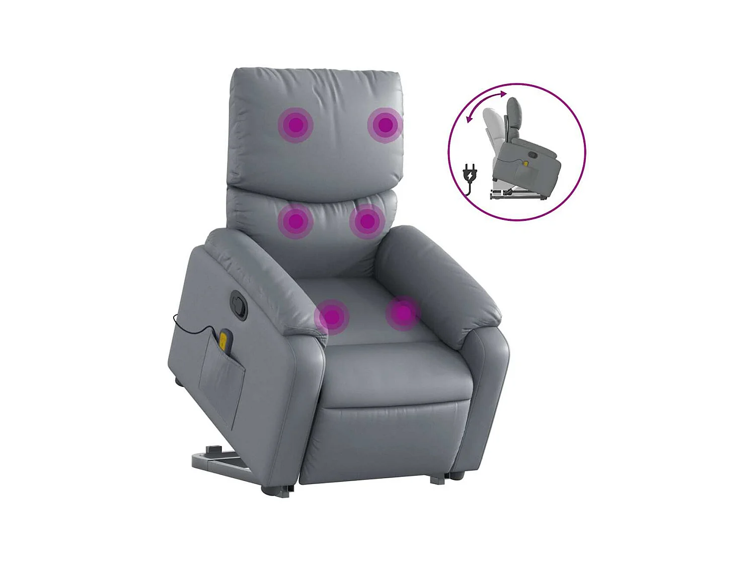 Fauteuil inclinable-Chaise de relax-Fauteuil de Massage Gris Similicuir SHL3381