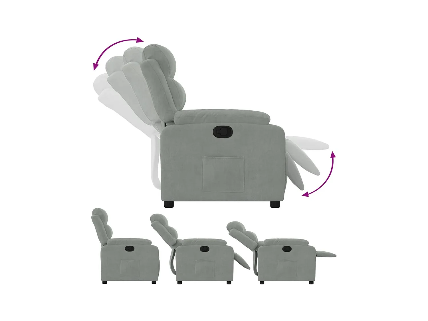 Sillón de relax | Silla | Sillón reclinable de terciopelo gris claro SHL6952