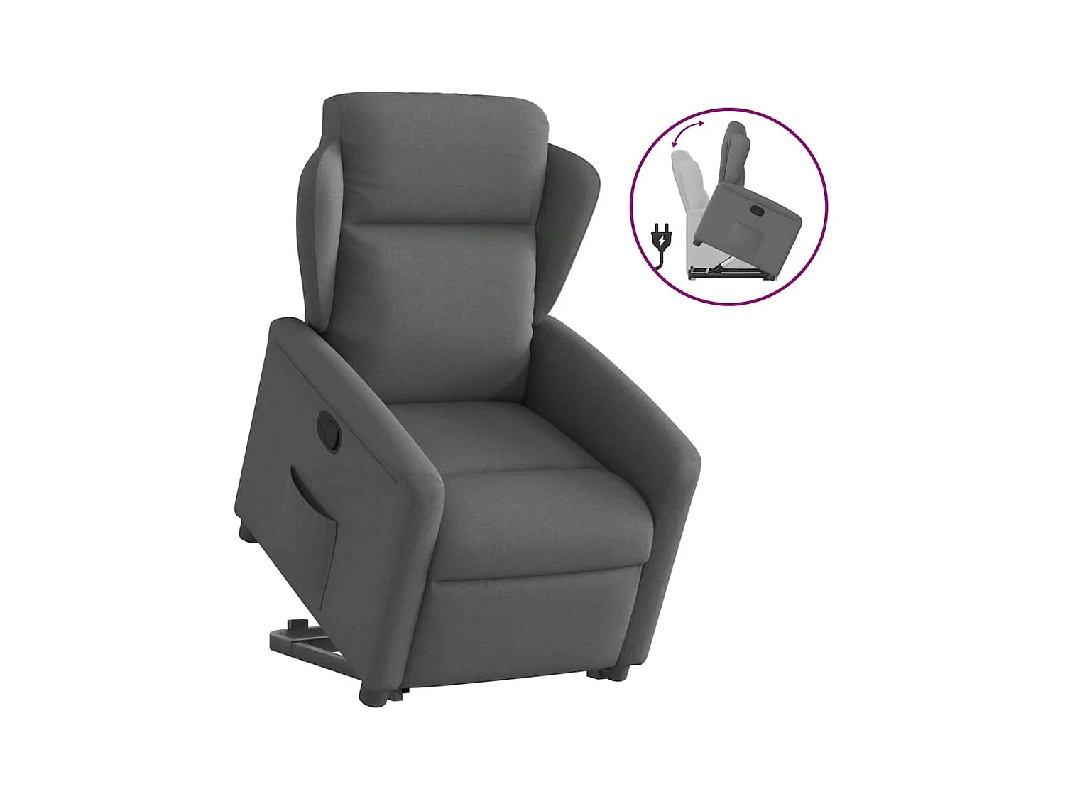 Poltrona Confortável | Poltrona reclinável elevatória tecido cinzento-escuro SHL783607