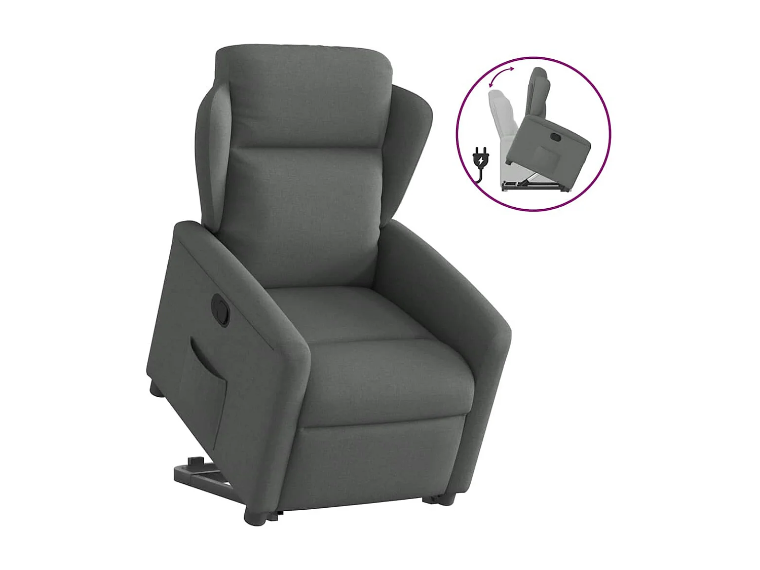 Fauteuil inclinable-Chaise de relax-Fauteuil TV Gris foncé Tissu SHL2987